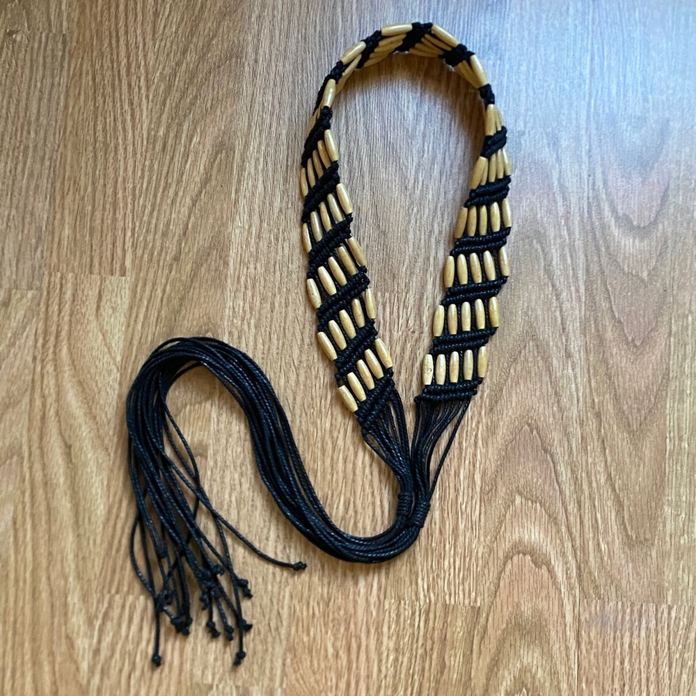Handmade Beaded Fringe Belt | Adjustable Macramé Boho Tribal Belt